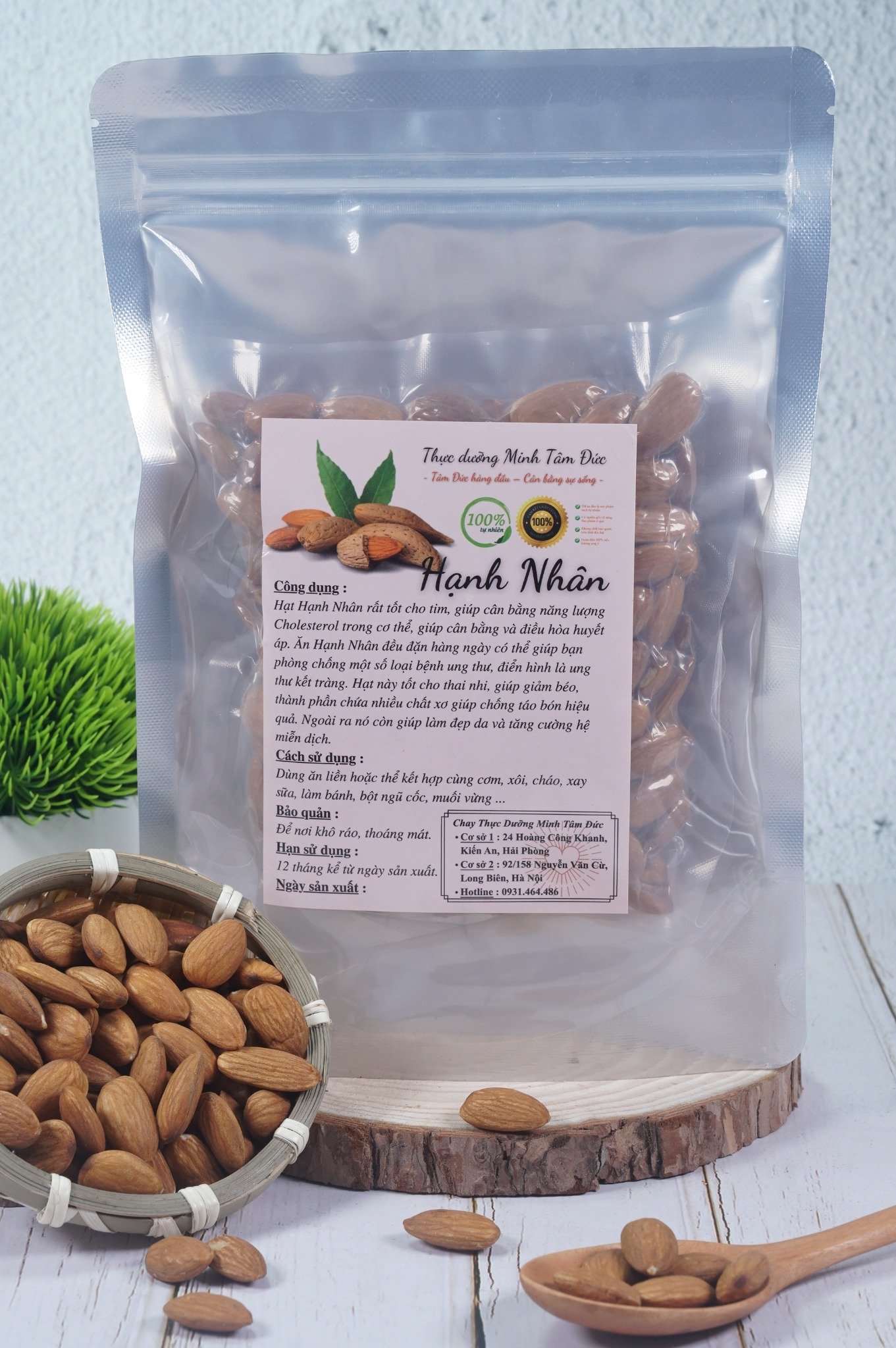 Hạt Hạnh Nhân Mỹ Sống túi 250g
