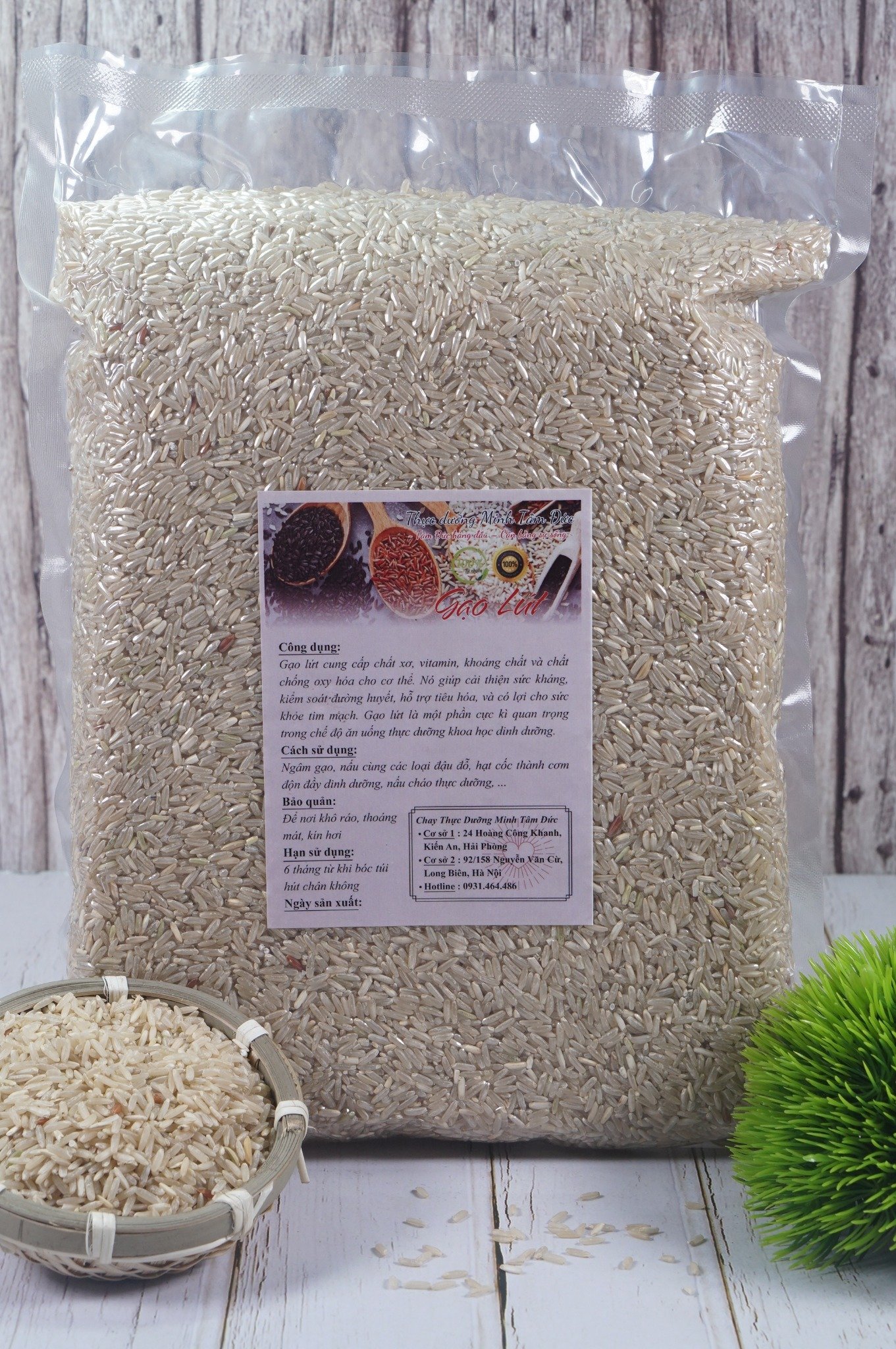 Gạo Lứt Nương Trắng túi 2kg