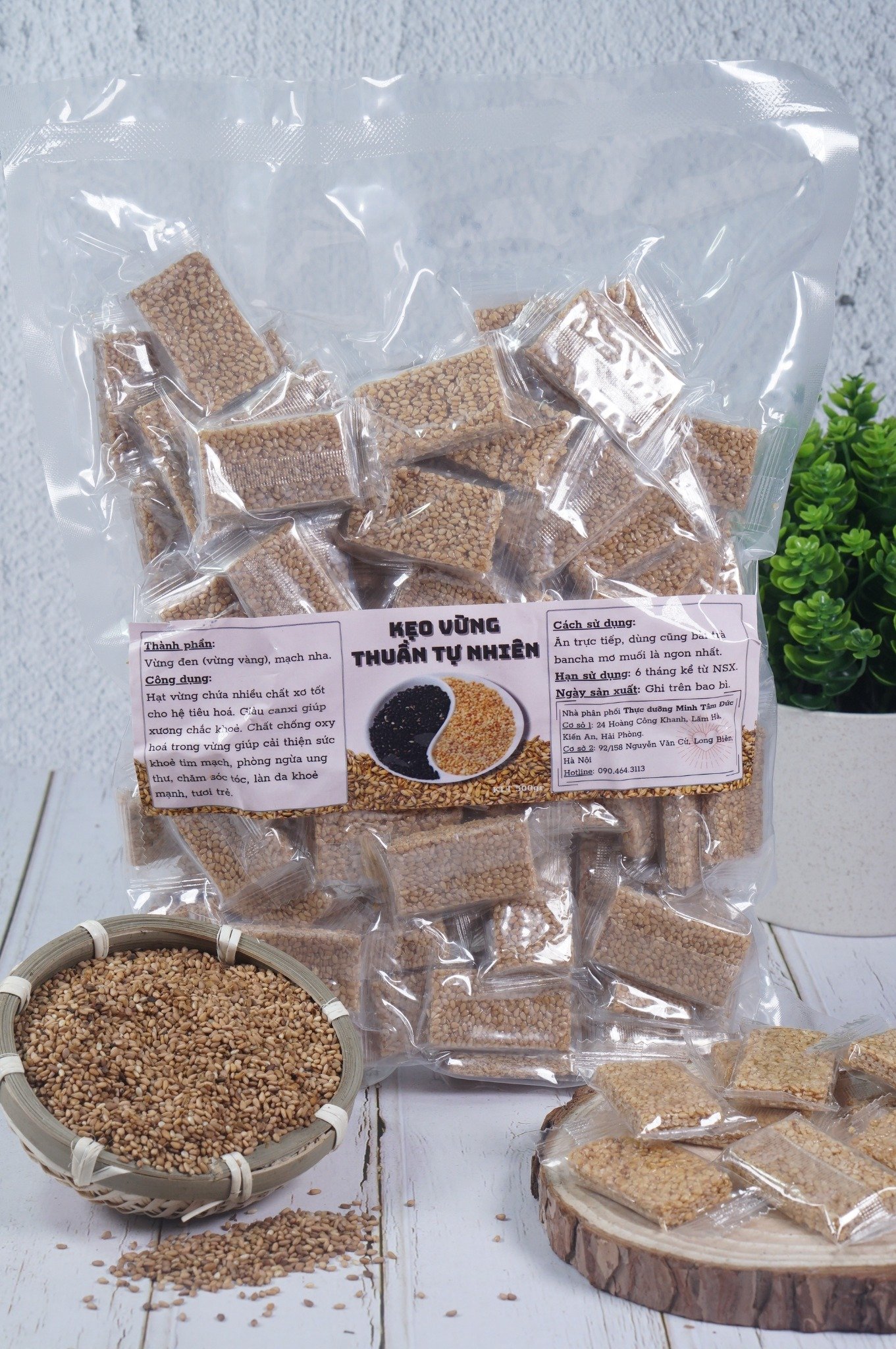 Kẹo vừng vàng thuần tự nhiên (túi lớn 500gr)