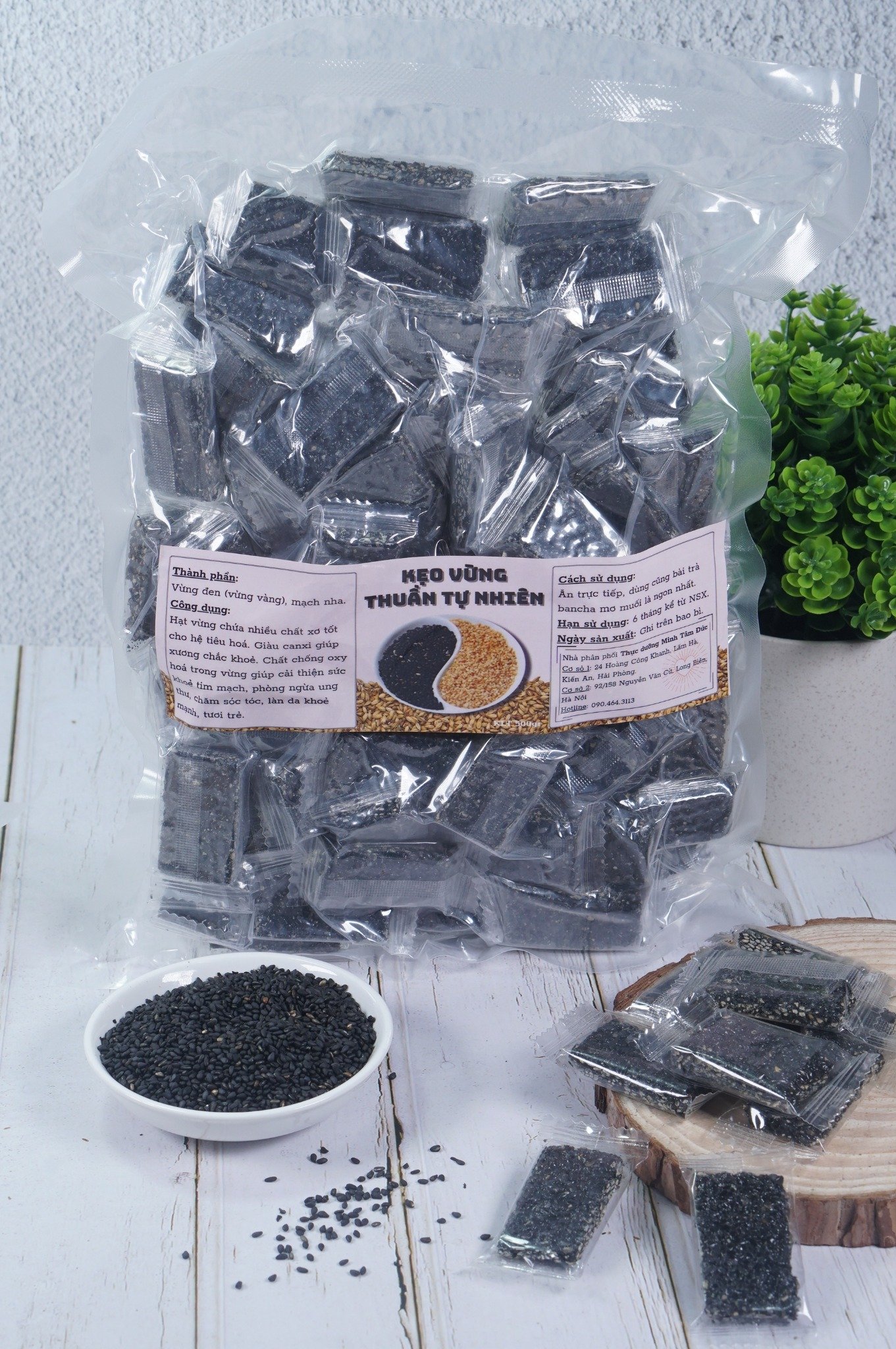 Kẹo vừng đen thuần tự nhiên (túi lớn 500gr)