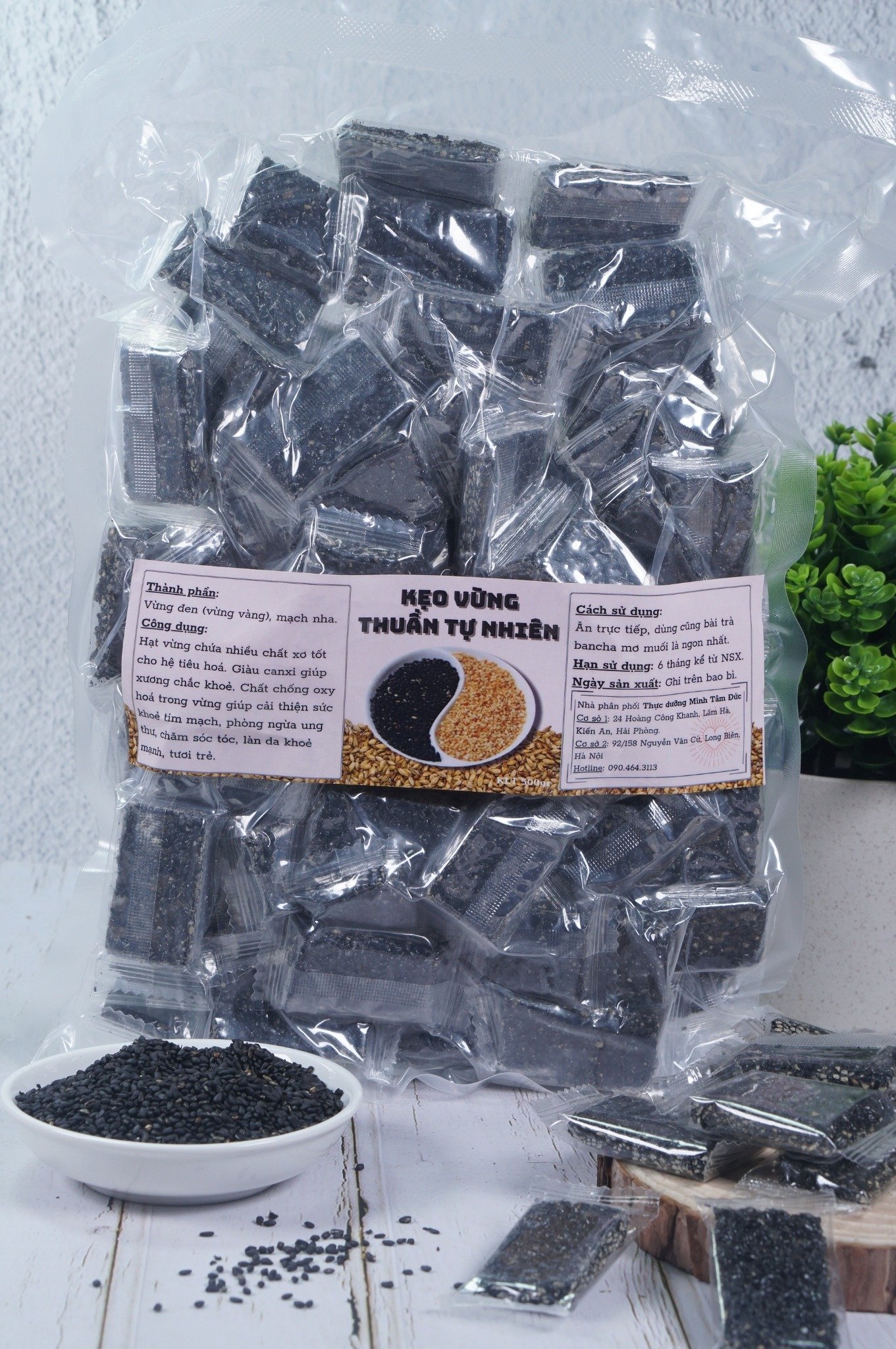 Kẹo vừng đen thuần tự nhiên (túi nhỏ 300gr)