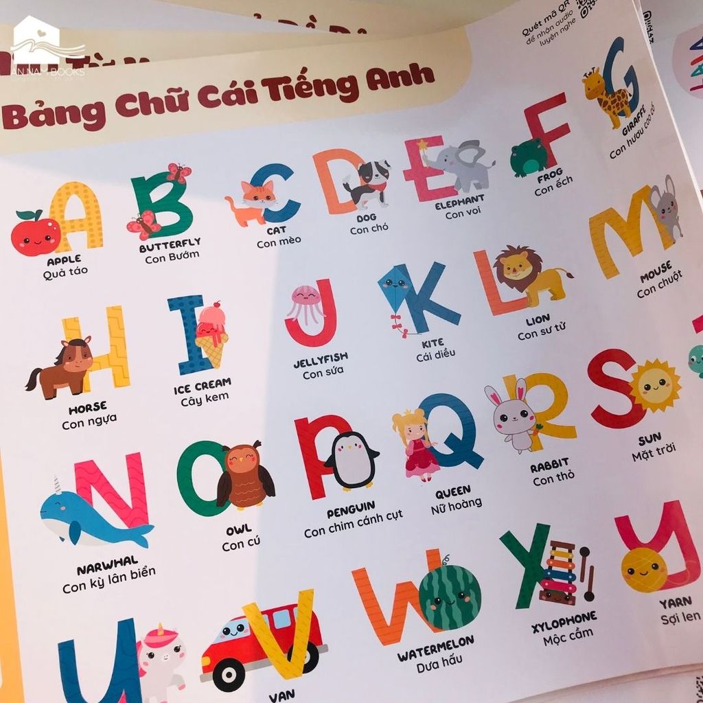  Bảng chữ cái tiếng việt poster dán tường đồ chơi giáo dục sớm Lalala baby kích thước 40x60cm 