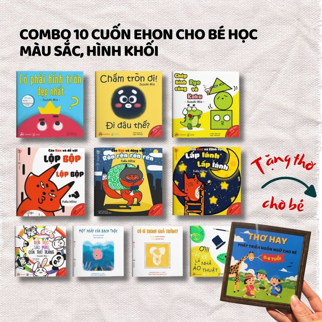  Sách Ehon - Combo 10 cuốn Hình khối, Màu sắc, Cáo Ken 