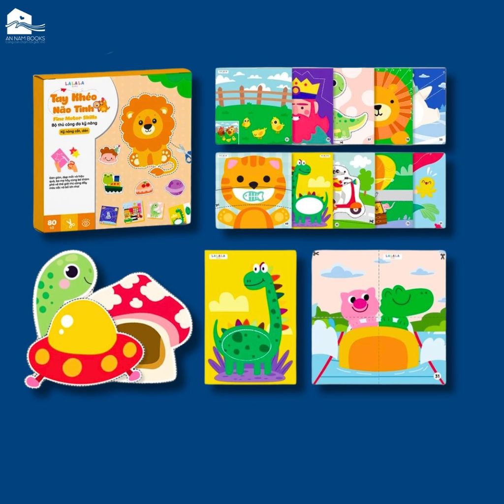  Bộ cắt giấy thủ công đa kĩ năng: cắt, dán, gấp giấy Lalala baby TAY KHÉO NÃO TINH - FINE MOTOR SKILLS 