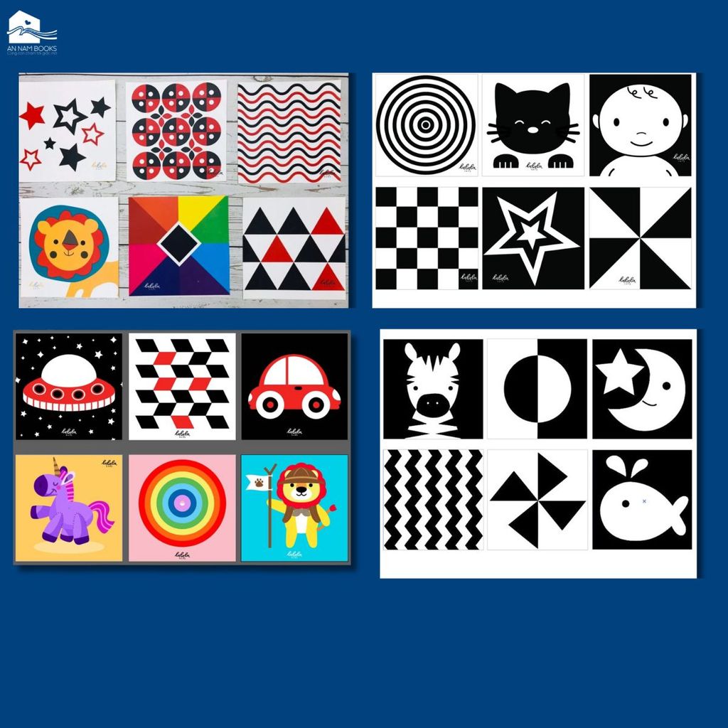  Bộ 6 thẻ dán tường KÍCH THÍCH THỊ GIÁC cho bé sơ sinh Lalala Baby giúp bé phát triển toàn diện 