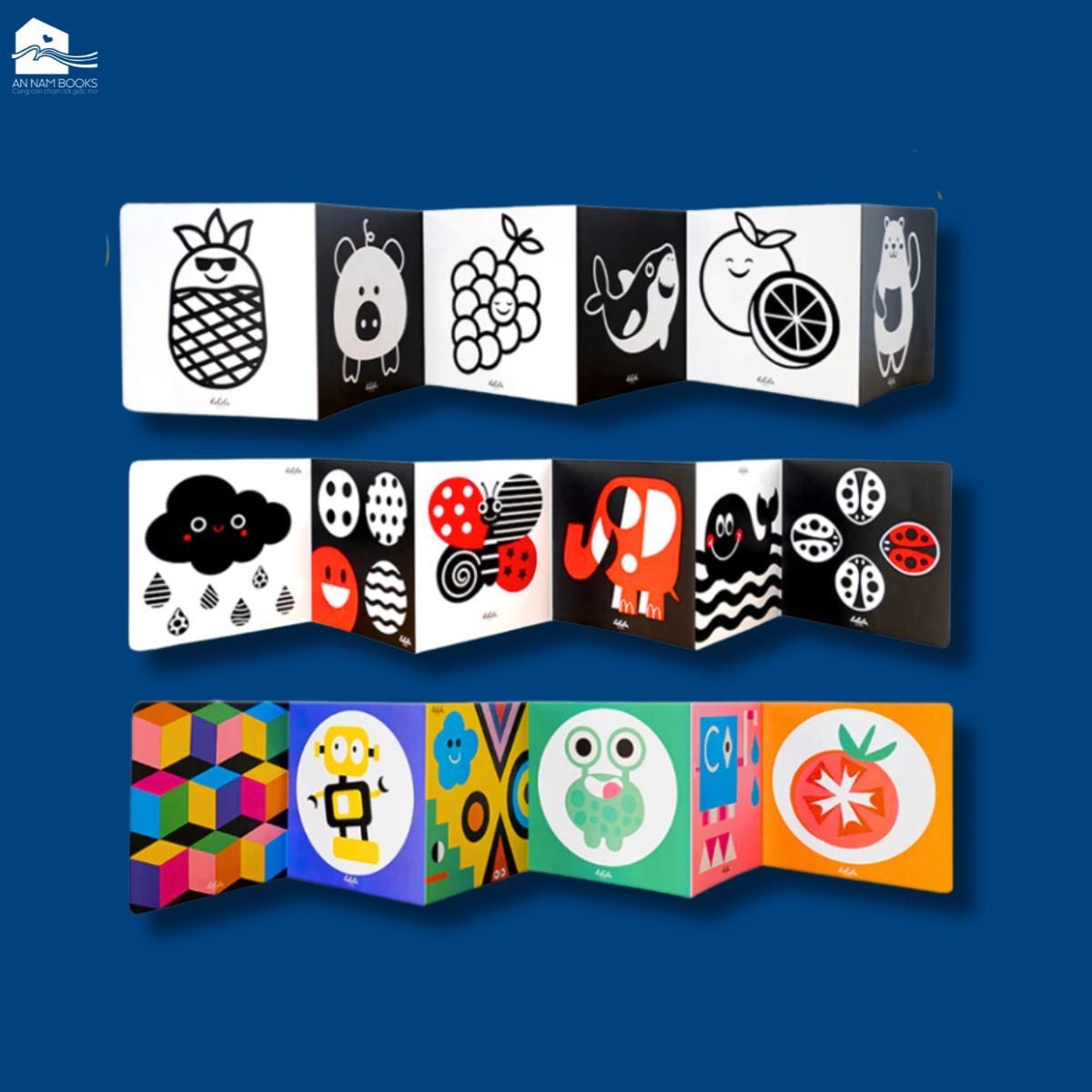  Combo 3 thẻ gấp KÍCH THÍCH THỊ GIÁC cho bé sơ sinh Lalala Baby giúp bé phát triển toàn diện 