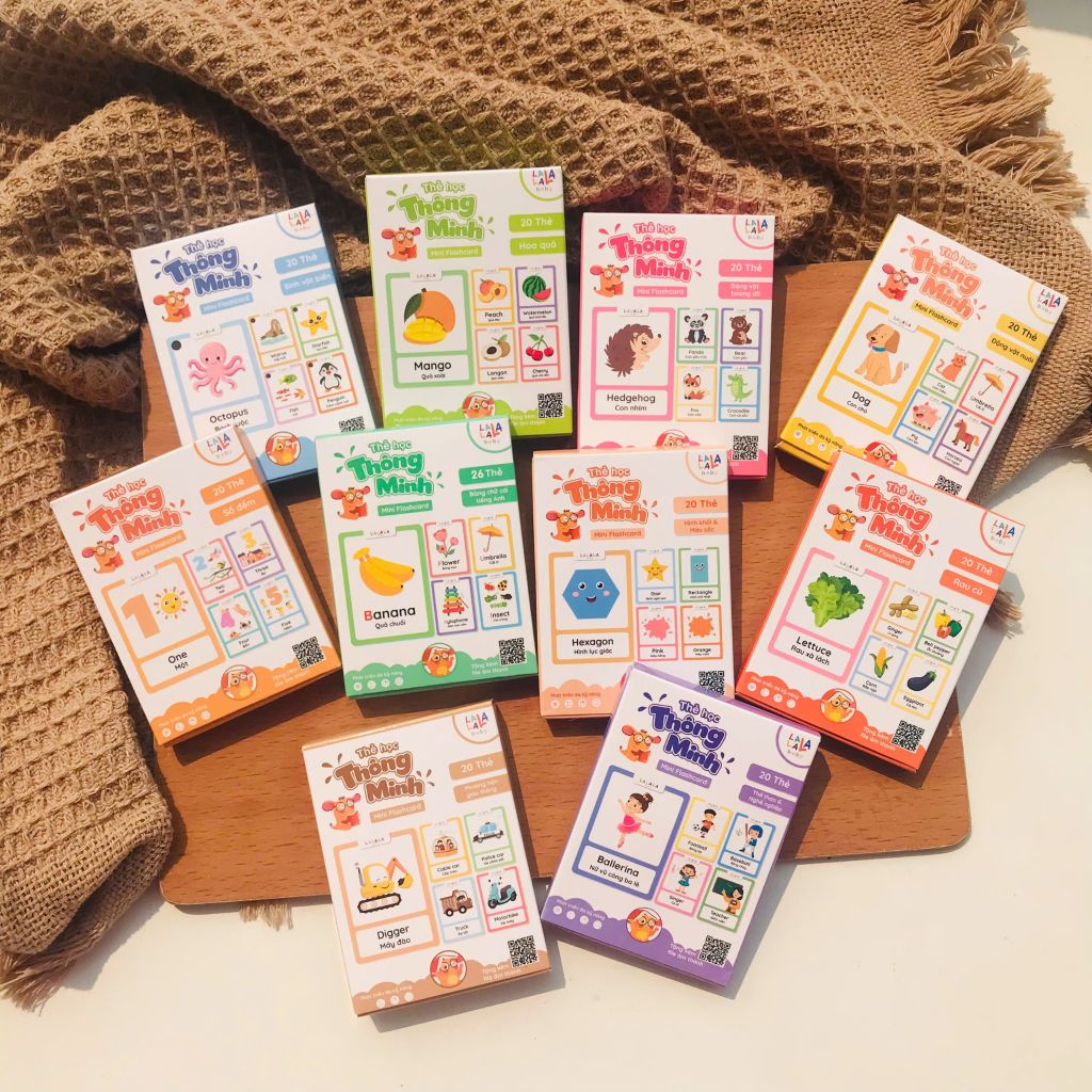  Thẻ học thông minh Mini Flashcard song ngữ Anh - Việt nhiều chủ đề cho bé 