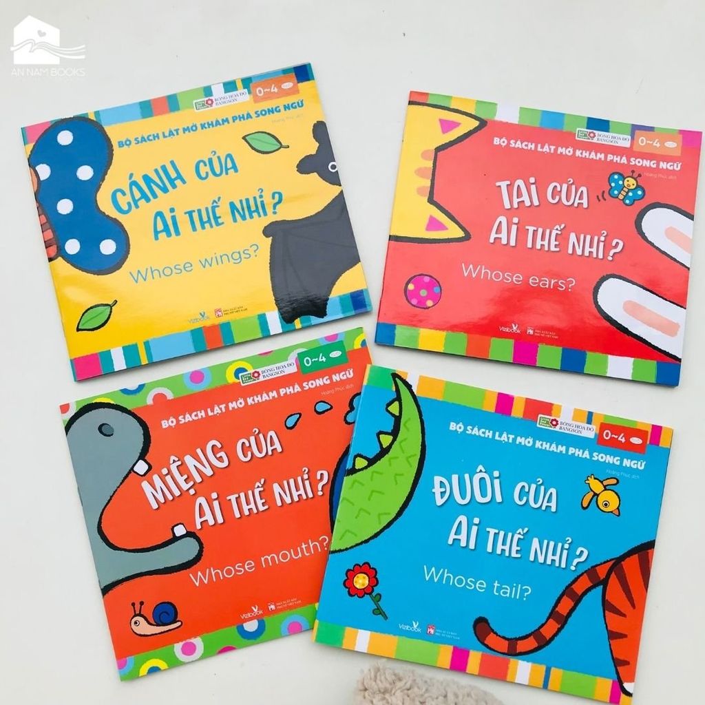  Sách cho bé - Bộ Sách Lật Mở Khám Phá Song Ngữ - Của Ai Thế Nhỉ? - Sách tương tác - Dành cho trẻ 0-4 tuổi 