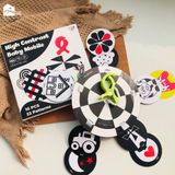  Bộ treo cũi nôi đen trắng - màu cho bé Lalala Baby, 10 thẻ gắn nhãn theo độ tuổi - Giáo dục sớm kích thích thị giác 