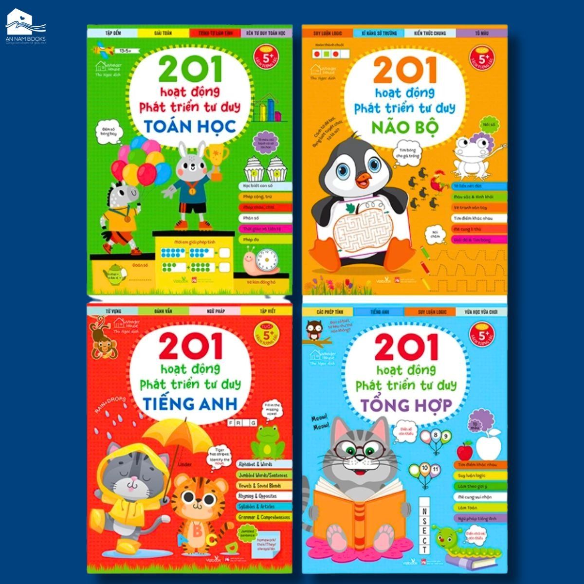  Sách cho bé - 201 Hoạt Động Phát Triển Tư Duy - Combo 4 cuốn - Sách tương tác - Dành cho trẻ từ 5 tuổi 