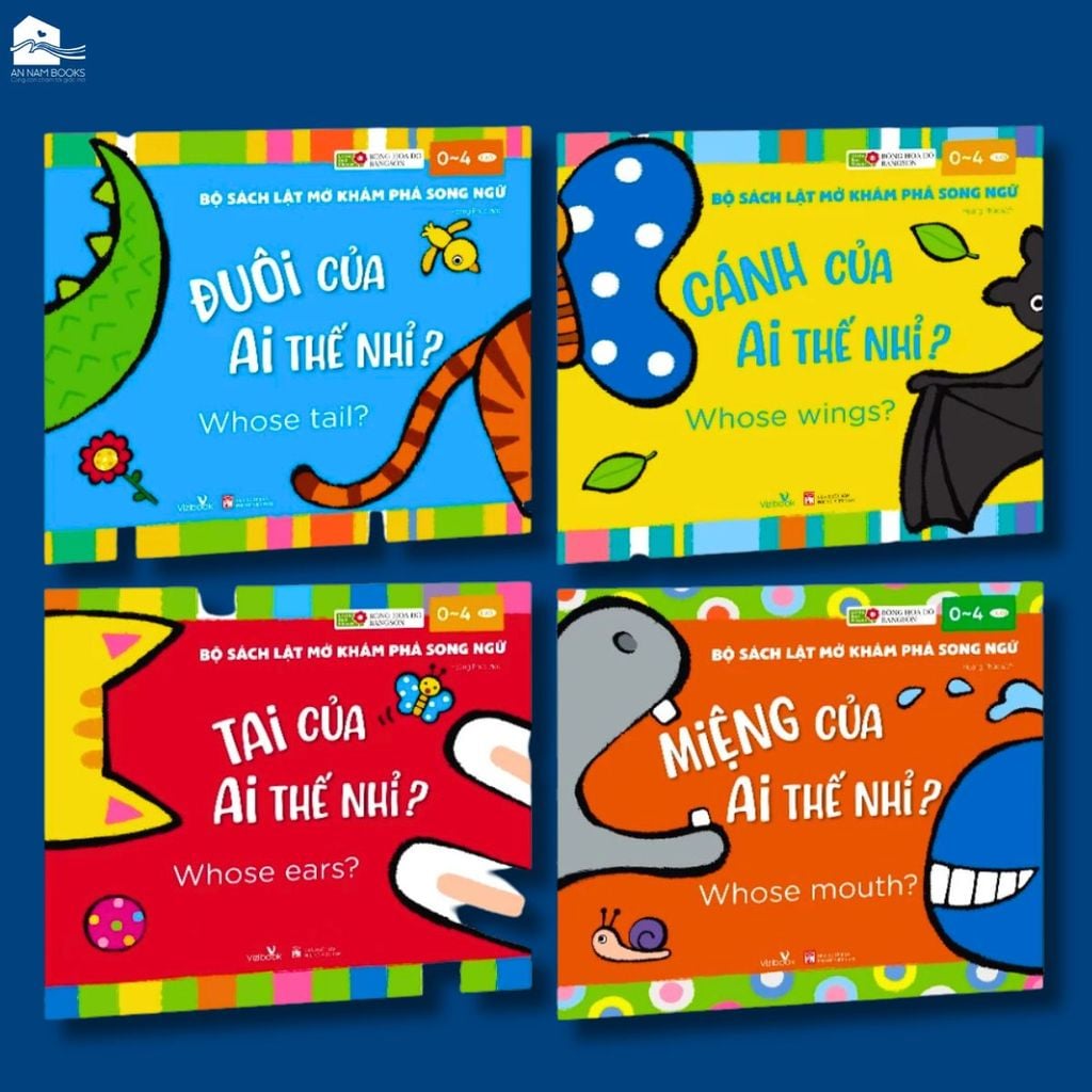  Sách cho bé - Bộ Sách Lật Mở Khám Phá Song Ngữ - Của Ai Thế Nhỉ? - Sách tương tác - Dành cho trẻ 0-4 tuổi 