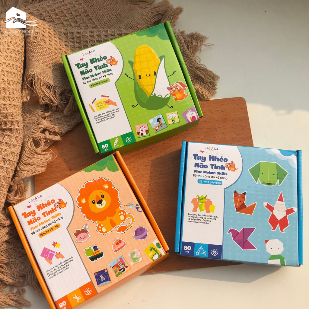  Bộ cắt giấy thủ công đa kĩ năng: cắt, dán, gấp giấy Lalala baby TAY KHÉO NÃO TINH - FINE MOTOR SKILLS 