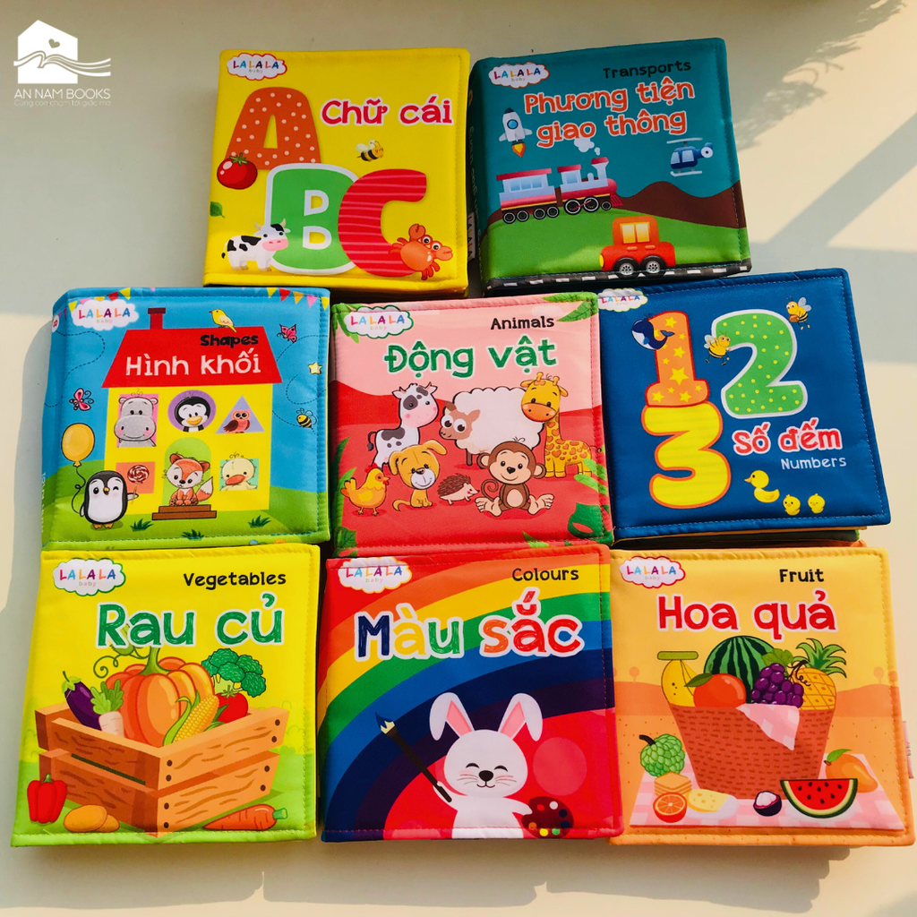  Sách Vải Cho Bé Sơ Sinh Lalala Baby đa Tương Tác thị giác. My Very First book 8 chủ đề 15x15cm, 12 trang 