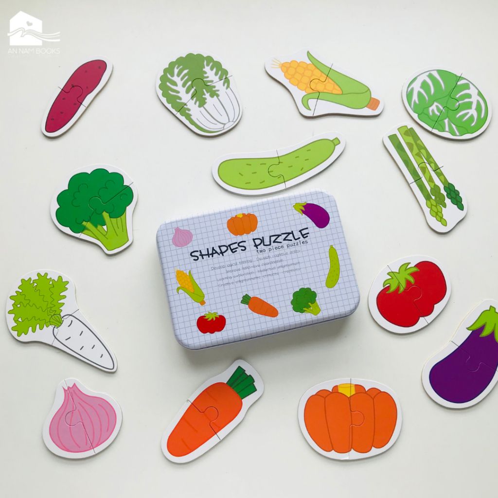  Đồ Chơi Ghép Hình 2 Mảnh Hộp Sắt (Shapes Puzzle) giúp bé rèn luyện sự tập trung và phát triển tư duy 