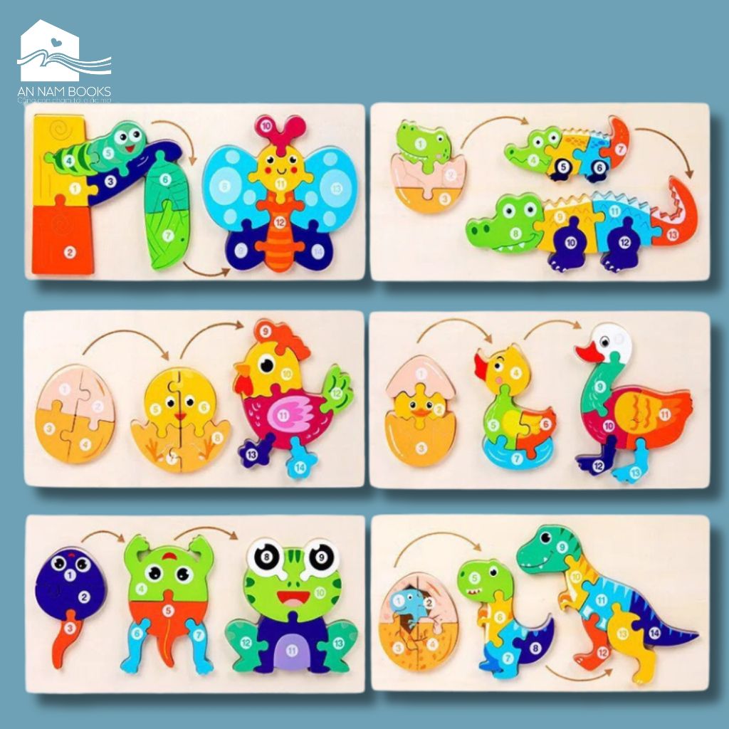  Đồ chơi - Tranh ghép hình gỗ nổi 3D loại cao cấp (Hàng dày đẹp - Size lớn) - 6 mẫu 