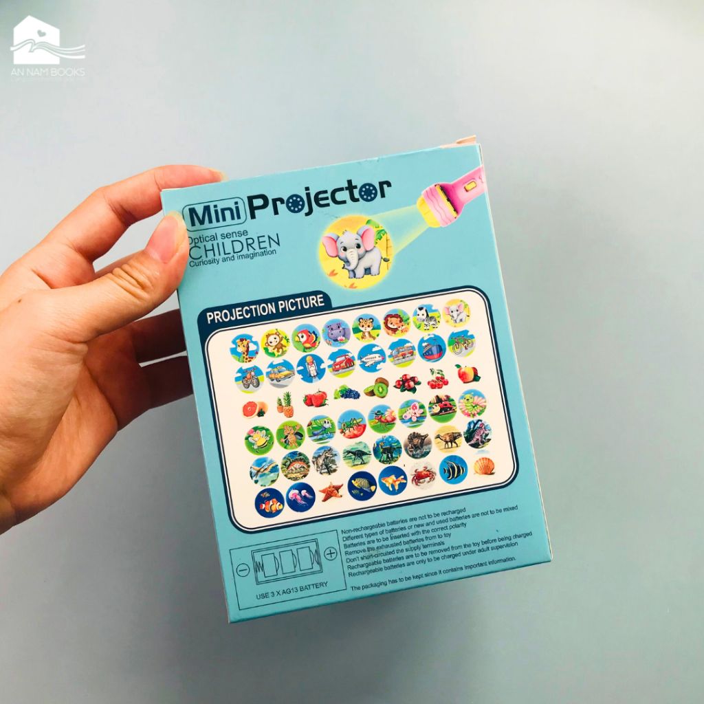  Đèn pin chiếu hình full 80 hình (10 thẻ) động vật, giao thông, trái cây, đèn pin chiếu bóng nhiều chủ đề cho bé có hộp 