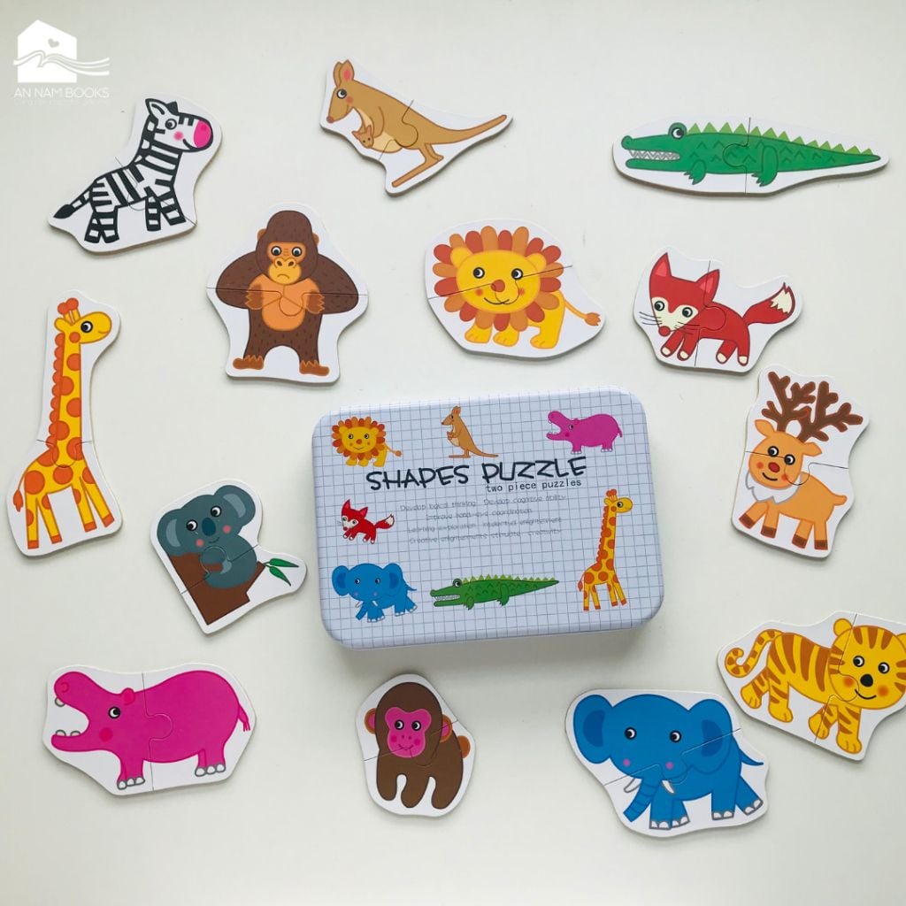  Đồ Chơi Ghép Hình 2 Mảnh Hộp Sắt (Shapes Puzzle) giúp bé rèn luyện sự tập trung và phát triển tư duy 