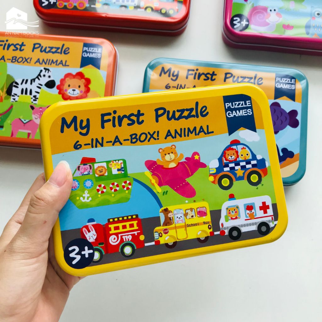  Đồ chơi - Hộp ghép hình puzzle 3-6 mảnh gỗ - Hộp sắt chắc chắn 