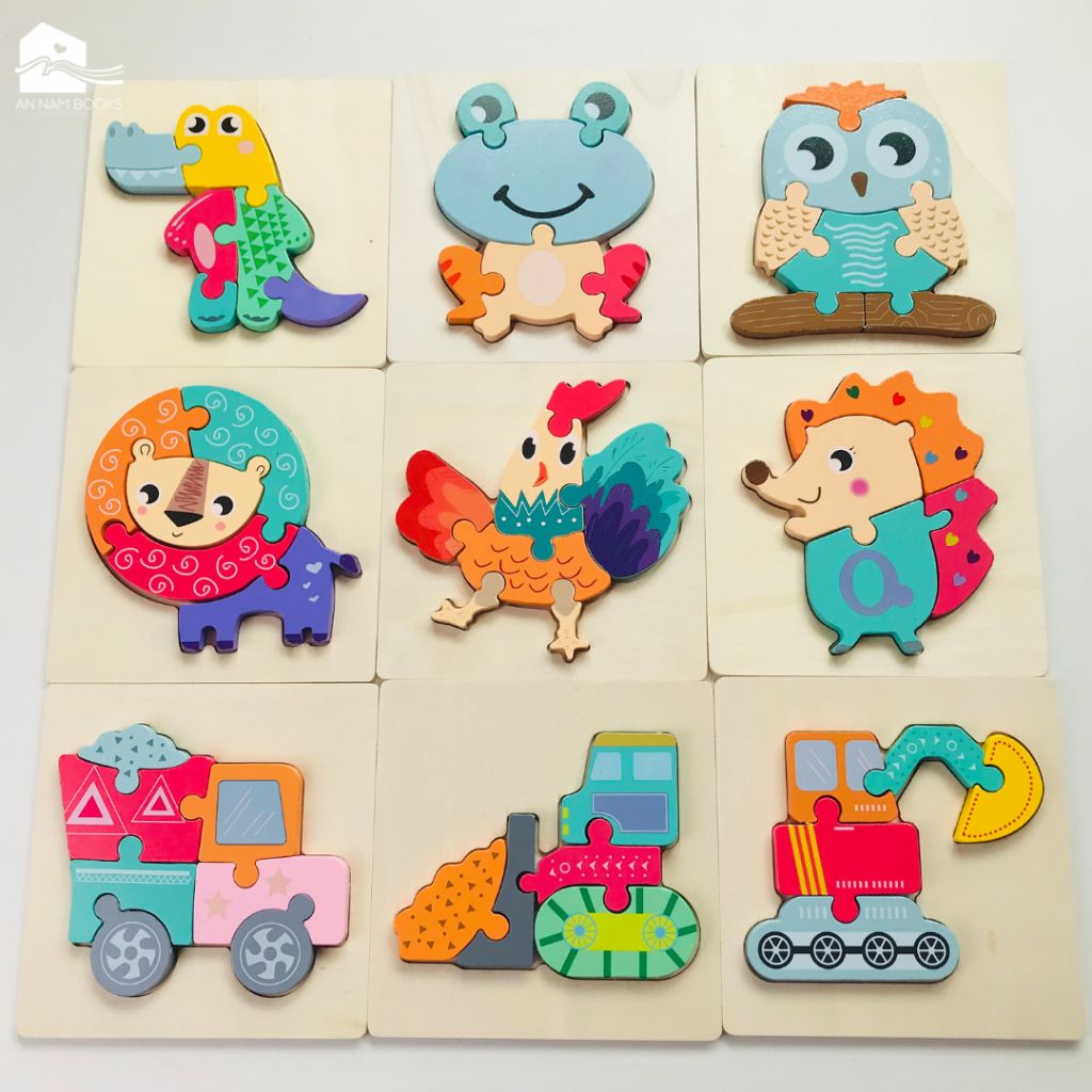  Đồ chơi - Tranh ghép hình gỗ nổi 3D loại cao cấp (Hàng dày đẹp - Size nhỏ) - 9 mẫu 