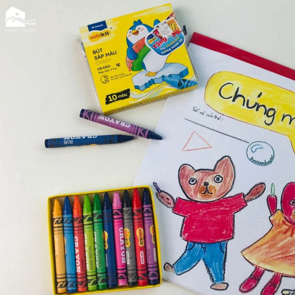  Màu sáp Thiên Long Colokit 10 màu tươi sáng dành cho bé từ 3 tuổi, tiêu chuẩn Châu Âu, an toàn cho các bé 