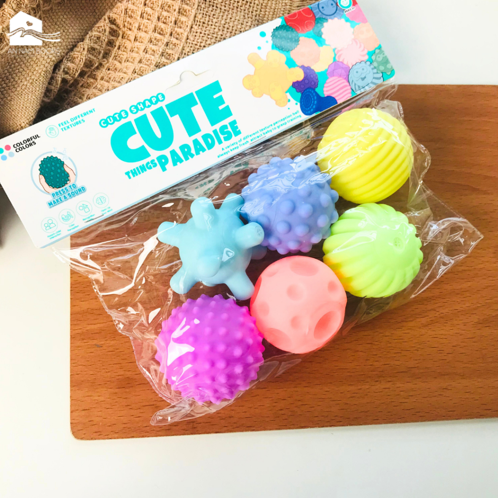  Đồ chơi - Combo túi 6 quả Bóng xúc giác giúp phát triển xúc giác, thị giác, thính giác cho bé 