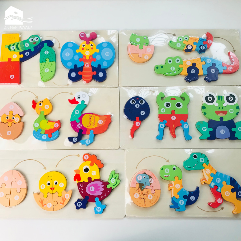  Đồ chơi - Tranh ghép hình gỗ nổi 3D loại cao cấp (Hàng dày đẹp - Size lớn) - 6 mẫu 