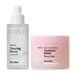 Combo Toner pad cấp ẩm làm dịu da Hanskin & Tinh Chất Dưỡng Sáng Da Hanskin Clearing Niacin Ampoule