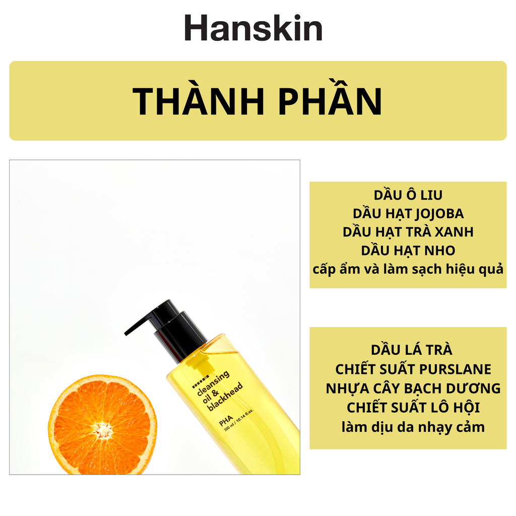 Dầu Tẩy Trang Cho Da Nhạy Cảm HANSKIN PORE CLEANSING OIL PHA 300ml