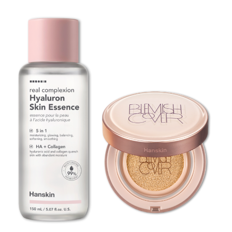 Combo Nước Hoa Hồng Hanskin 300ml & Hanskin Blemish Cover Conceal Cushion Semi-Matte N21(+Refill)