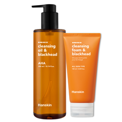 Combo Dầu Tẩy Trang Hanskin AHA/BHA/PHA 300ml & Sửa Rửa Mặt Hanskin Cleansing Foam Blackhead 120ml
