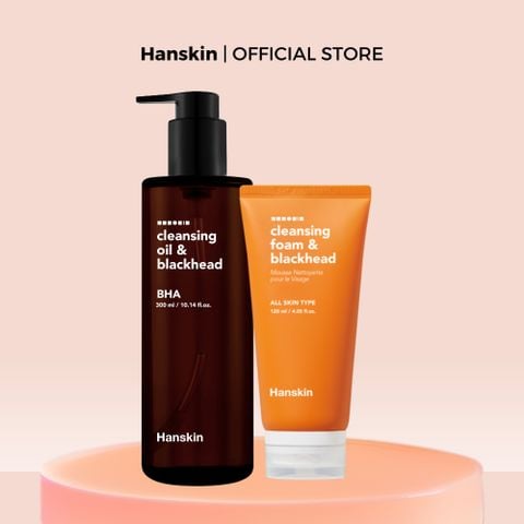 Combo Dầu Tẩy Trang Hanskin AHA/BHA/PHA 300ml & Sửa Rửa Mặt Hanskin Cleansing Foam Blackhead 120ml