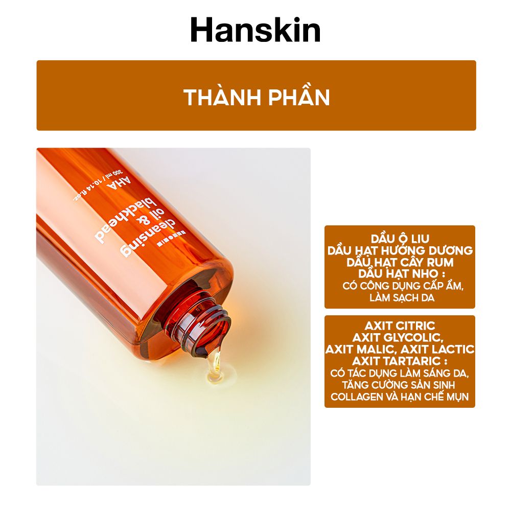 Combo Dầu Tẩy Trang Hanskin AHA/BHA/PHA 300ml & Sáp Tẩy Trang Hanskin Pore Cleansing Balm AHA 80g