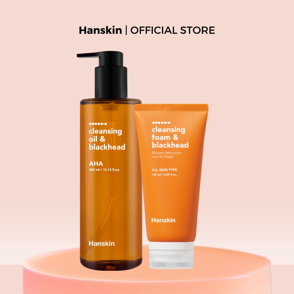 Combo Dầu Tẩy Trang Hanskin AHA/BHA/PHA 300ml & Sửa Rửa Mặt Hanskin Cleansing Foam Blackhead 120ml