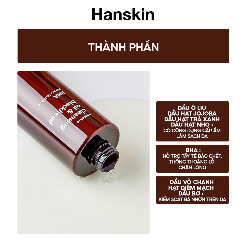 Combo Dầu Tẩy Trang Hanskin AHA/BHA/PHA 300ml & Sửa Rửa Mặt Hanskin Cleansing Foam Blackhead 120ml
