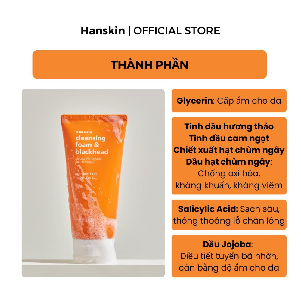 Combo Dầu Tẩy Trang Hanskin AHA/BHA/PHA 300ml & Sửa Rửa Mặt Hanskin Cleansing Foam Blackhead 120ml