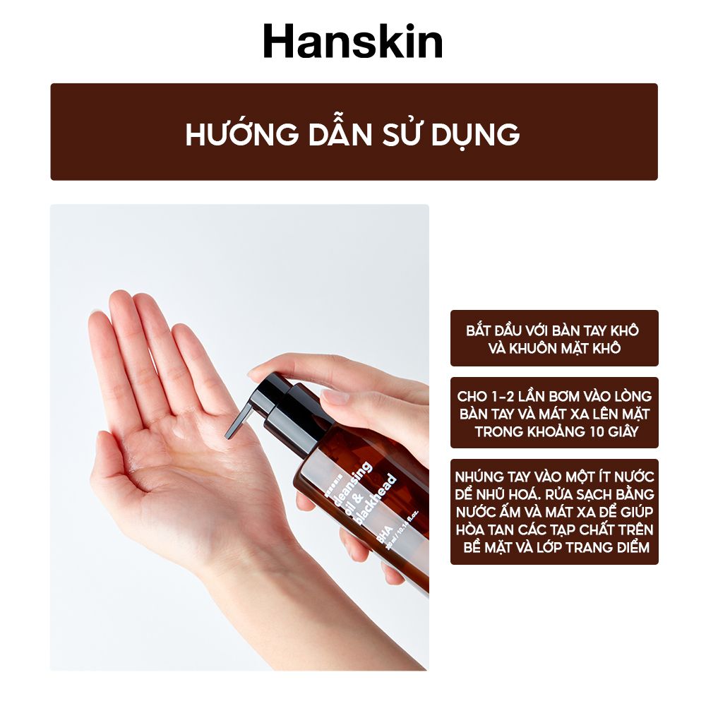 Dầu Tẩy Trang Tẩy Sạch Sâu Makeup Dành Cho Da Dầu, Da Khô, Da Nhạy Cảm HANSKIN PORE CLEANSING OIL BHA/ AHA/ PHA 300ml