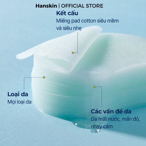 Toner pad cấp ẩm làm dịu da Hanskin Real Complexion Hyaluron Relief Toner Pad 60 Miếng/210ml