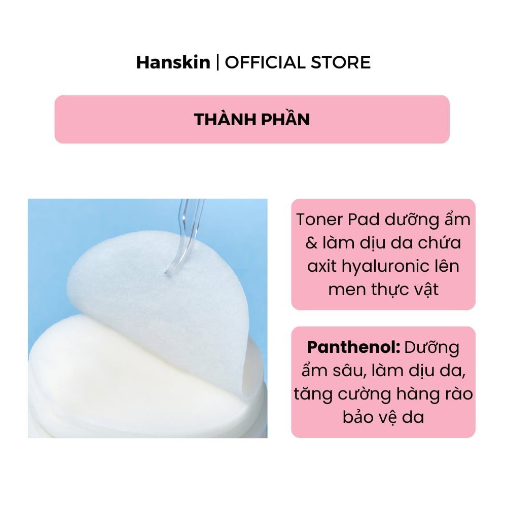 Combo Toner Pad Cấp Ẩm Làm Dịu Da Hanskin & Phấn Nước Trang Điểm Hanskin Nudi-Thin Cover Cushion N01 Pure Cream