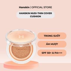 Combo Toner Pad Cấp Ẩm Làm Dịu Da Hanskin & Phấn Nước Trang Điểm Hanskin Nudi-Thin Cover Cushion N01 Pure Cream