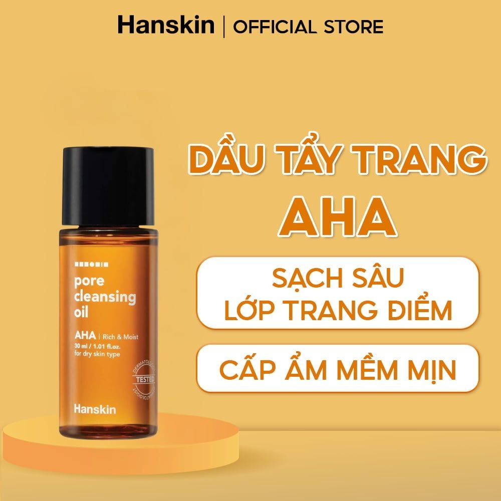 Dầu Tẩy Trang Sạch Sâu Ẩm Mịn Hanskin AHA BHA PHA 30ml