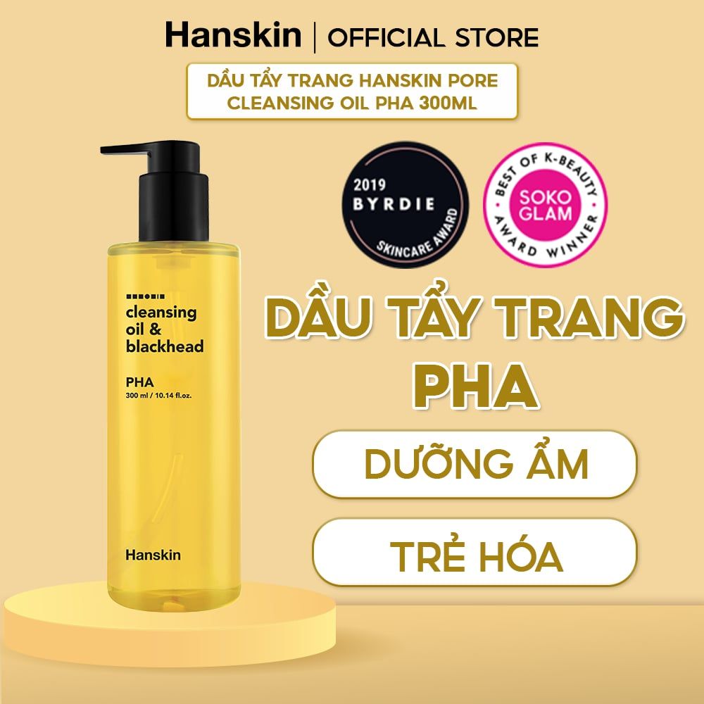 Dầu Tẩy Trang Tẩy Sạch Sâu Makeup Dành Cho Da Dầu, Da Khô, Da Nhạy Cảm HANSKIN PORE CLEANSING OIL BHA/ AHA/ PHA 300ml