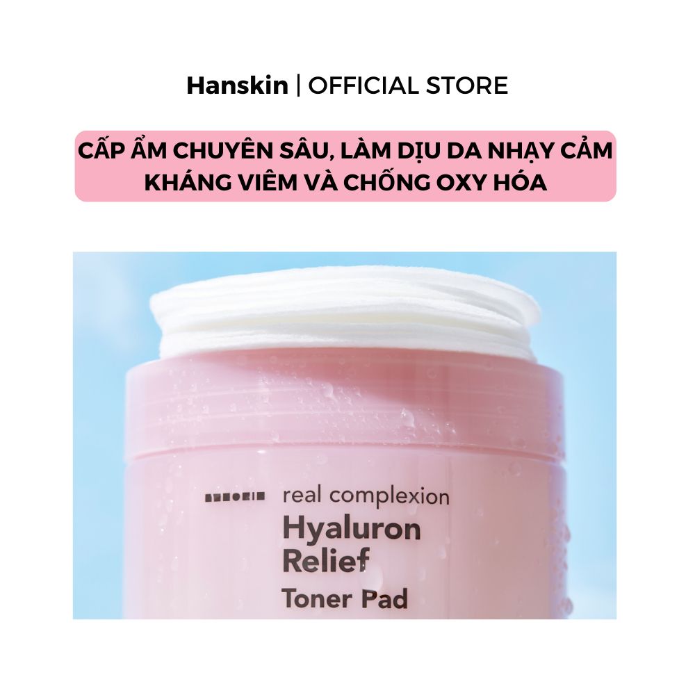 Combo Toner Pad Cấp Ẩm Làm Dịu Da Hanskin & Phấn Nước Trang Điểm Hanskin Nudi-Thin Cover Cushion N01 Pure Cream