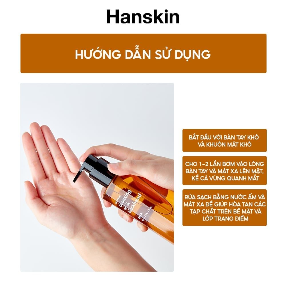 Dầu Tẩy Trang Sạch Sâu Ẩm Mịn Hanskin AHA BHA PHA 30ml