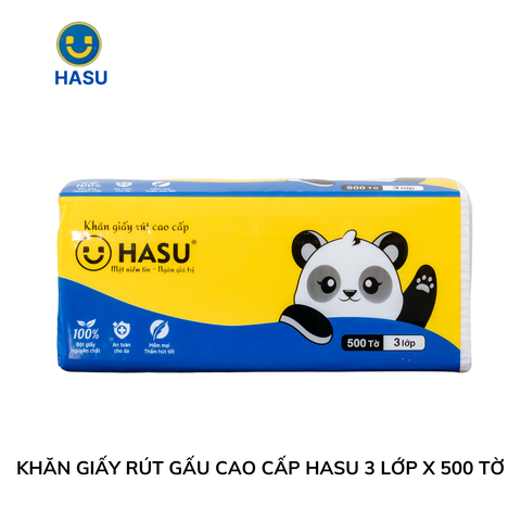 Khăn Giấy Rút Gấu Cao Cấp Hasu 500 Tờ x 3 Lớp