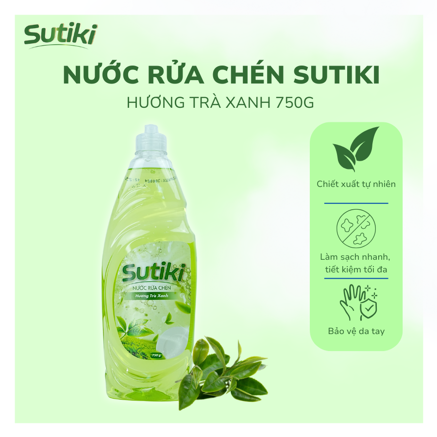 Nước Rửa Chén SUTIKI Hương Trà Xanh
