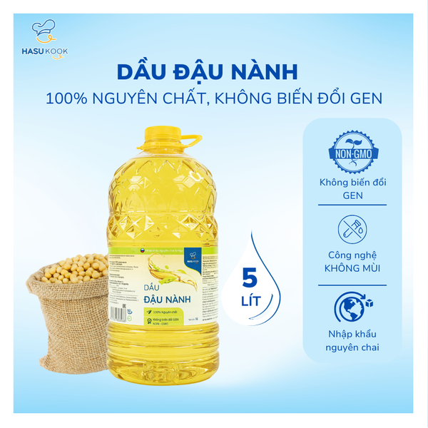 Dầu Đậu Nành Không Biến Đổi Gen HasuKook 5L