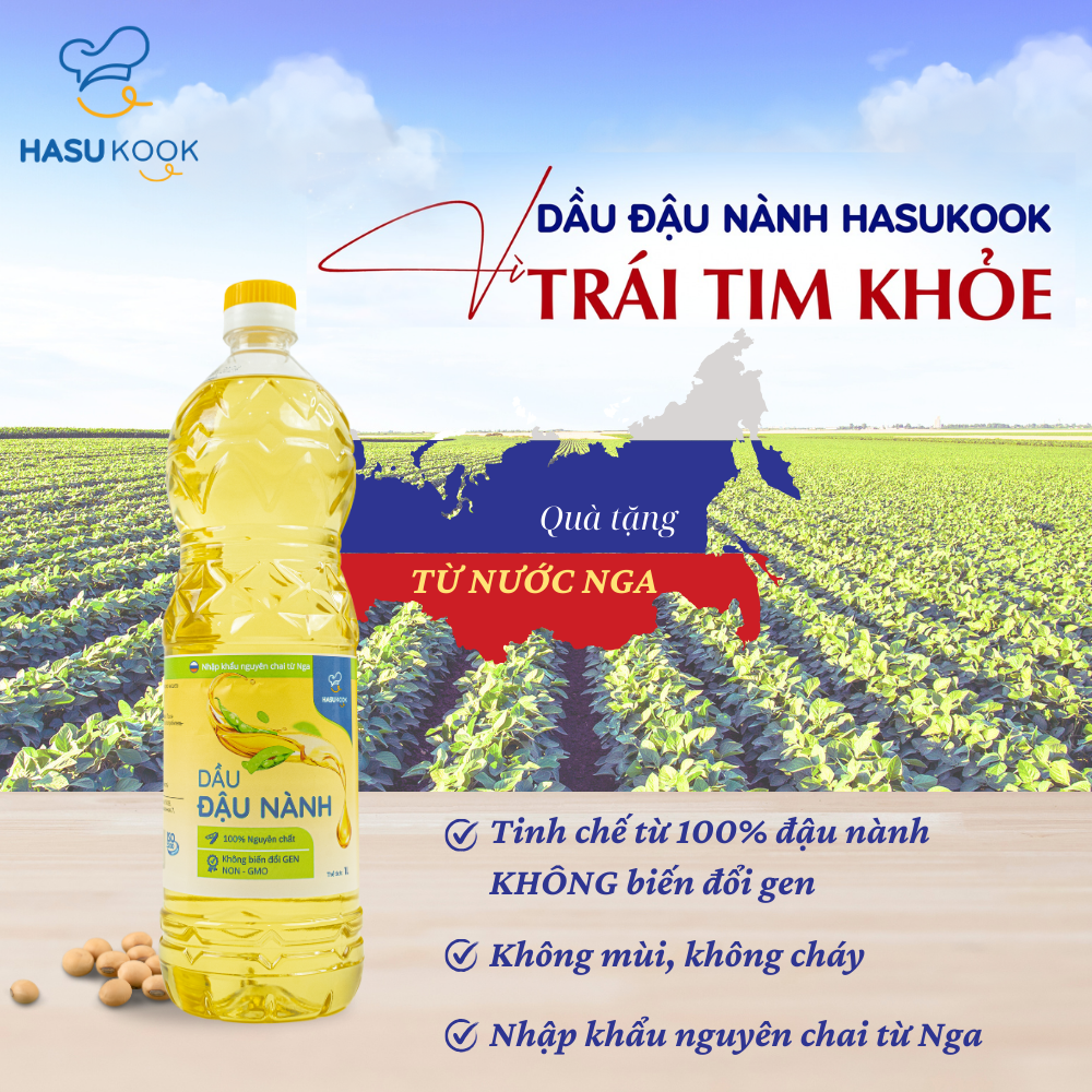 Dầu Đậu Nành Không Biến Đổi Gen HasuKook 1L