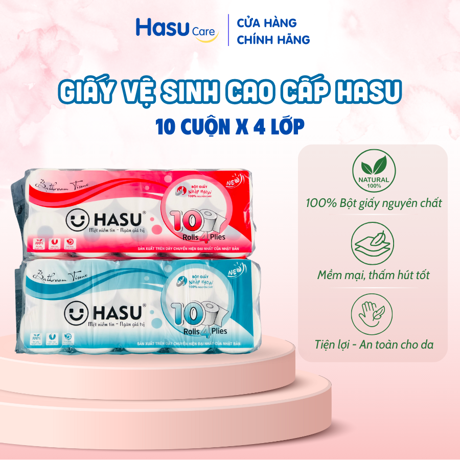 Giấy Vệ Sinh Lụa Hasu 10 cuộn