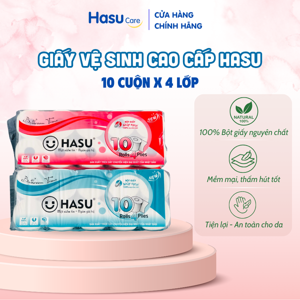 Giấy Vệ Sinh Lụa Hasu 10 cuộn