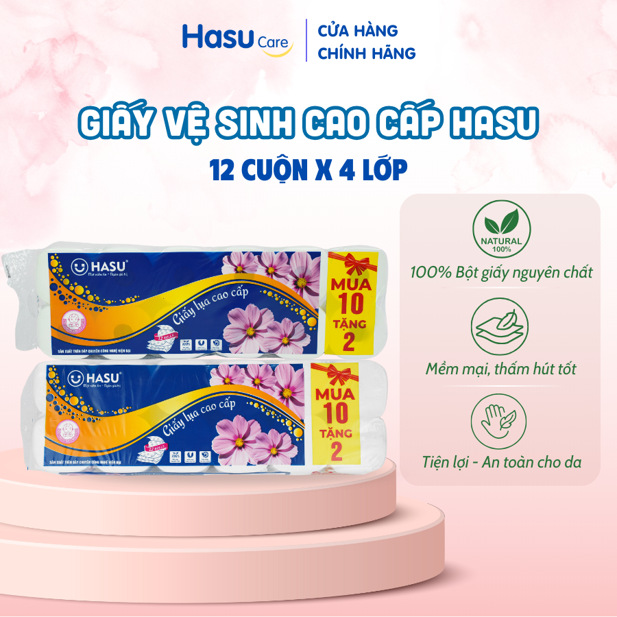 Giấy Vệ Sinh Lụa Hasu 12 cuộn